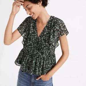 Madewell / Georgette Ruffle-Sleeve Peplum Top